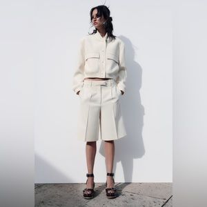 ZARA Cropped Bomber Jacket and Pleated Long Short Set